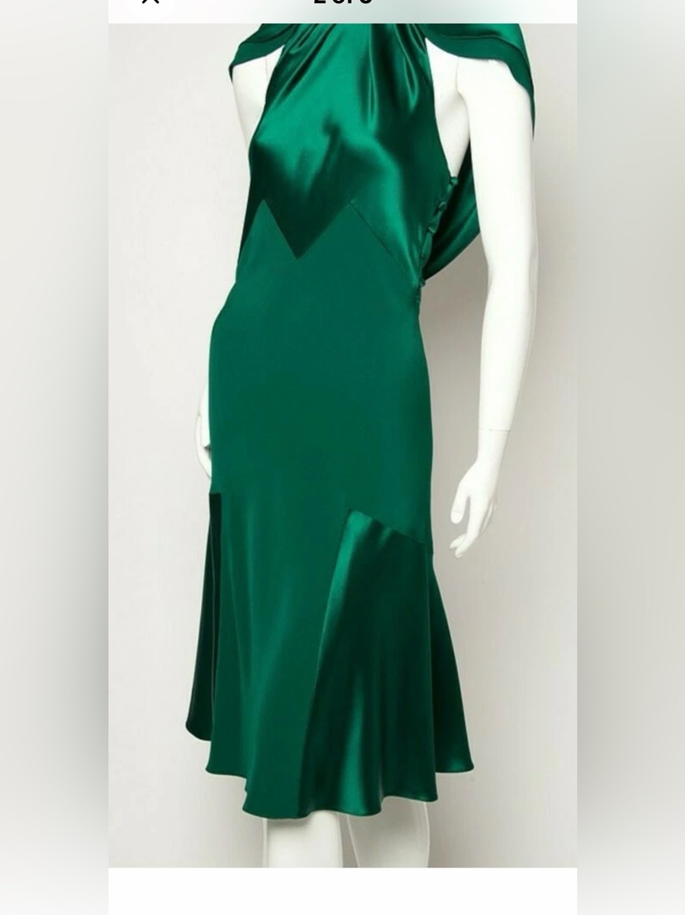 Prabal Gurung Emerald Satin Midi Dress